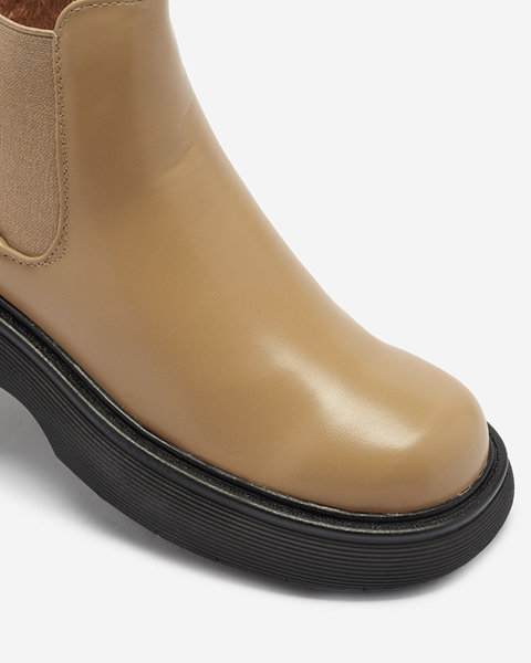 Light brown women's boots on a thicker sole Somico-Footwear