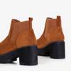 Light brown women's boots on the post Ovidia - Footwear