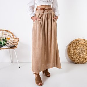 Light brown women's cotton maxi skirt - Clothing