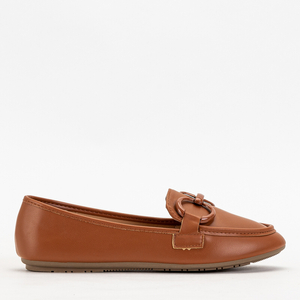 Light brown women's moccasins with ornament Kanosi - Footwear