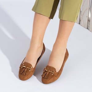 Light brown women's moccasins with tassels Sira - Footwear