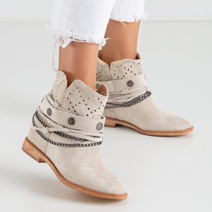 Light gray cowboy boots on an indoor wedge heel Salemi - Footwear