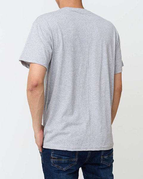 Light gray men's t-shirt with a print - Clothing