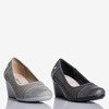 Light gray wedge heels with an openwork Poliassa finish - Footwear