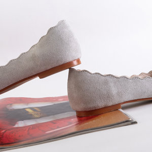 Light gray women's eco-suede ballerinas Antonelia - Footwear