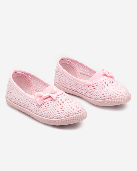 Light pink openwork sneakers for girls with a bow Apllo - Shoes