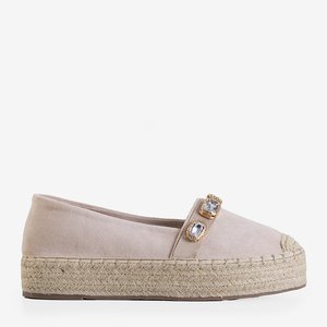 Light pink women's espadrilles on the platform with Fenenna crystals - Footwear