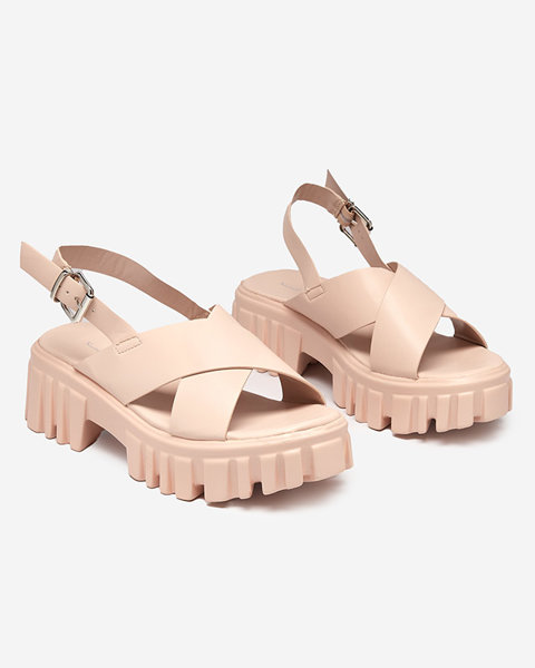 Light pink women's sandals on a massive Otida sole - Footwear