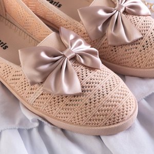 Light pink women's slip - on with a bow Azaria - Shoes