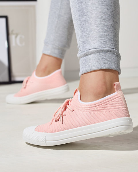 Light pink women's striped sneakers Manfer- Footwear