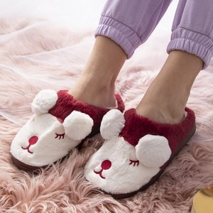 Maroon and white women's slippers Plainet - Shoes