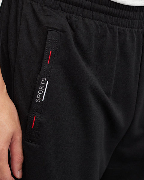 Men's Black Drawstring Track Pants- Clothing