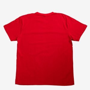 Men's Red Cotton T-Shirt with Print - Clothing