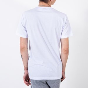 Men's White Printed Cotton T-Shirt - Clothing