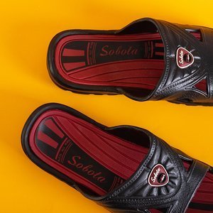 Men's black and red Zesov rubber slippers - Footwear