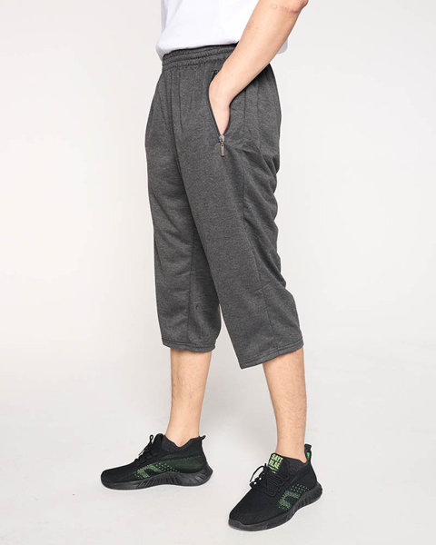 Men's dark gray knee-length sweatshorts - Clothing