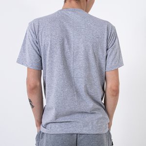 Men's gray cotton t-shirt with the inscription - Clothing