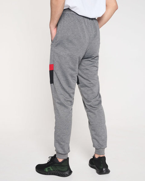Men's gray sweatpants with inscriptions - Clothing
