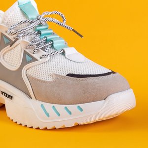 Men's white sneakers with mint Gain elements - Footwear