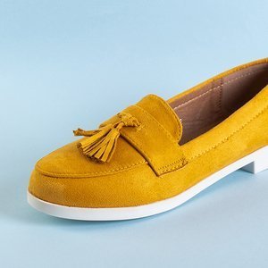 Mustard fringed women's loafers Atrugiel - Shoes
