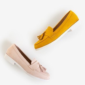 Mustard fringed women's loafers Atrugiel - Shoes