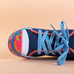 Navy blue children's sneakers with embellishments Nizana - Footwear