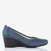 Navy blue pumps with openwork Polia finish - Footwear 1