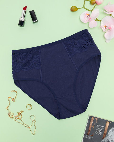 Navy blue women's cotton panties PLUS SIZE- Underwear