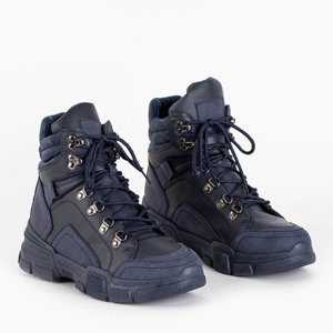 Navy blue women's lace-up ankle boots Tedera - Footwear