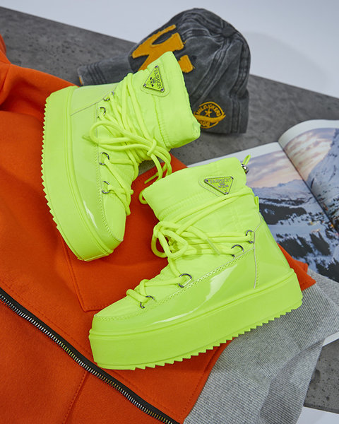 Neon green children's slip-on snow boots Asifa - Footwear