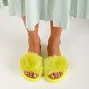 Neon green slippers with fur Millie - Footwear