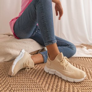 OUTLET Beige and white sports shoes for women Cishe - Footwear