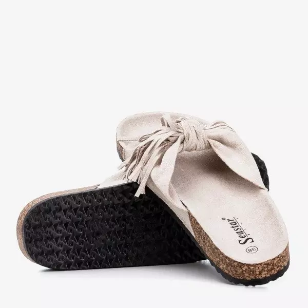 OUTLET Beige women's Amassa fringed slippers - Footwear