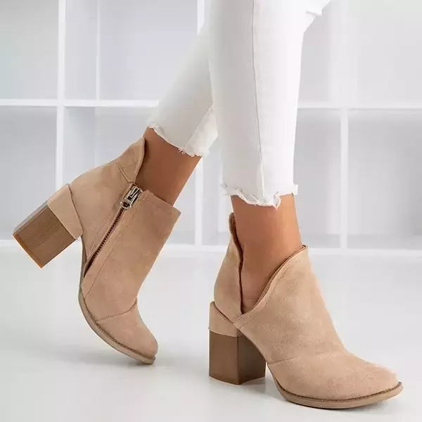 OUTLET Beige women's ankle boots with cutouts Cintura - Footwear