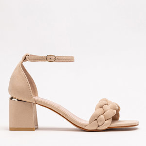 OUTLET Beige women's sandals with a decorated belt Venesi - Shoes