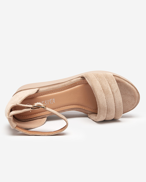 OUTLET Beige women's wedge sandals Okita - Footwear
