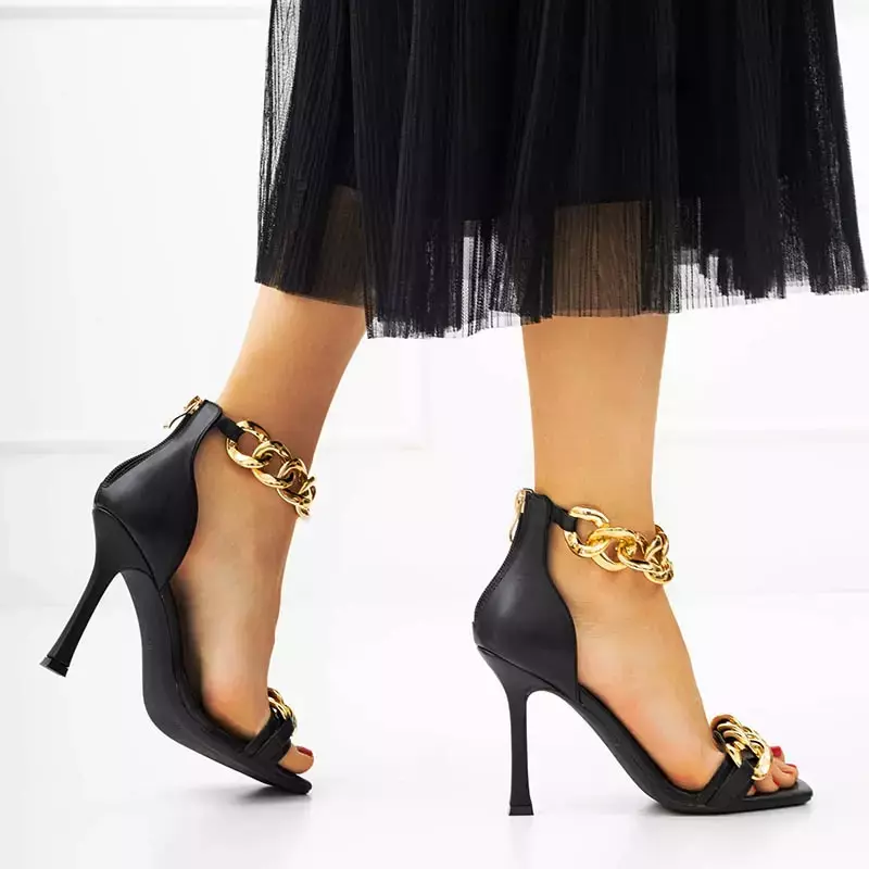 OUTLET Black higher stiletto sandals by Tajla - Footwear