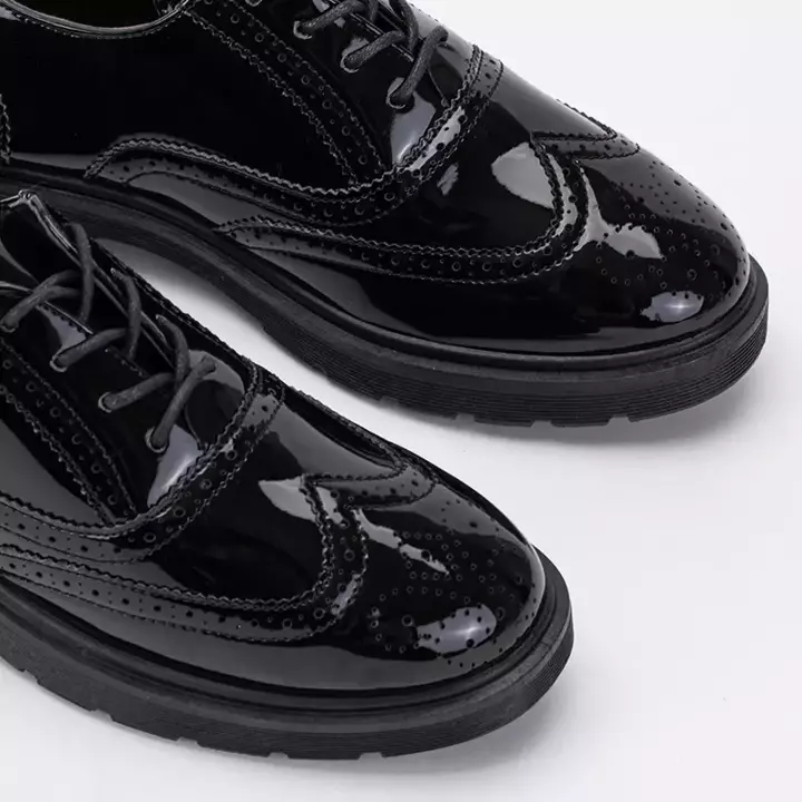 OUTLET Black lacquered oxford shoes for women Jogya- Footwear