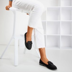 OUTLET Black moccasins with a Flavisa bow - Shoes
