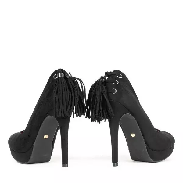 OUTLET Black pumps with decorative fringes Seletanore - Shoes