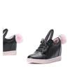 OUTLET Black sneakers with a pink wedge sole with ears and a pompom Carry - Footwear