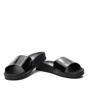 OUTLET Black varnished slippers - Footwear