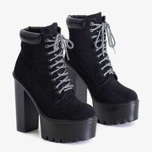 OUTLET Black women's boots on a higher post Malawi - Footwear