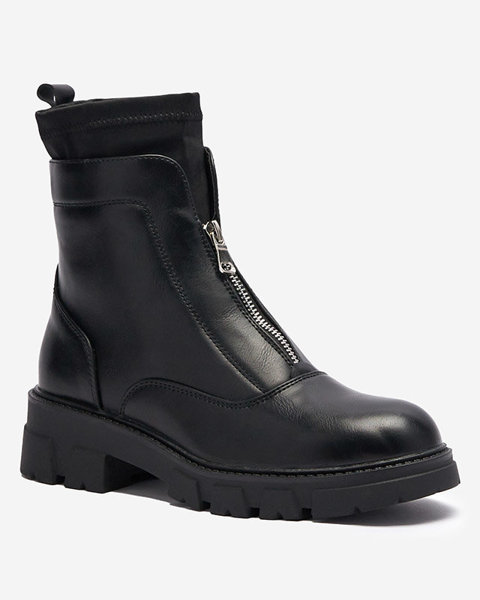 OUTLET Black women's boots with a zipper in the middle Elibb- Footwear