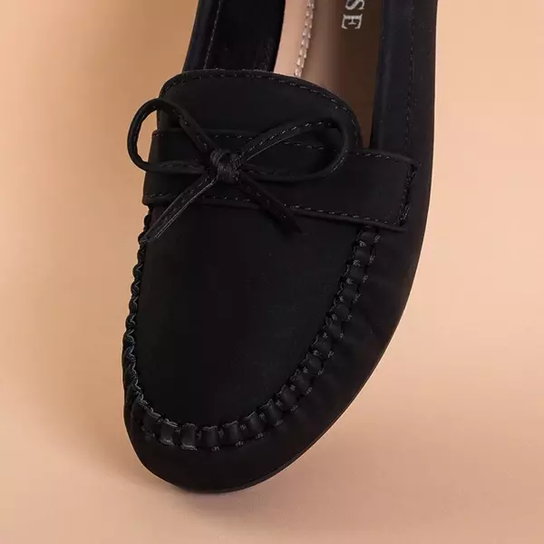OUTLET Black women's loafers with a Letisa bow - Footwear