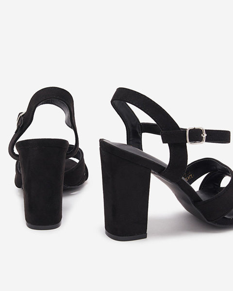 OUTLET Black women's sandals on a post Hromm- Footwear