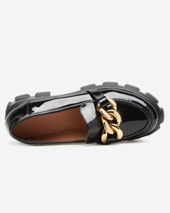 OUTLET Black women's shoes with a golden ornament Modirso - Footwear