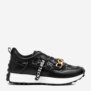 OUTLET Black women's sneakers with Philly-Footwear print