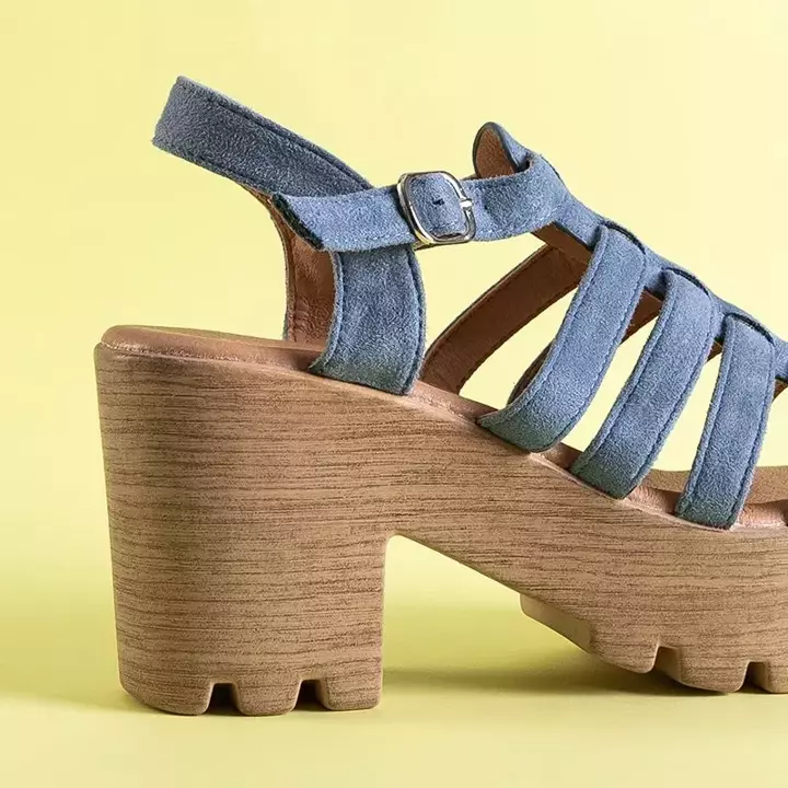 OUTLET Blue women's high-heeled sandals Tamianka - Footwear