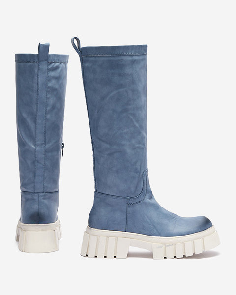 OUTLET Blue women's mid-calf boots Astaroth - Footwear